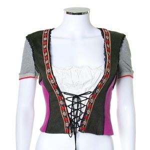 vintage 2002 D&G Dolce and Gabbana wool milkmaid dirndl alpine corset size 44